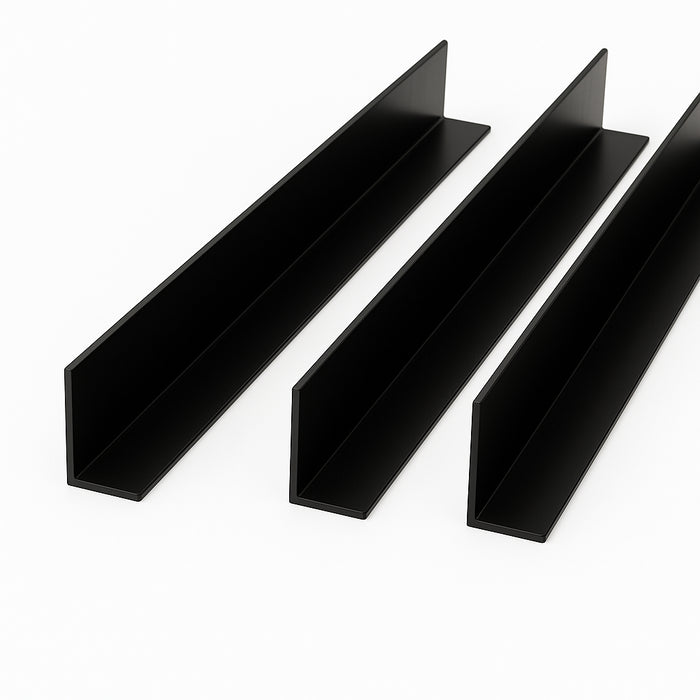 3 x Black Unequal Angle 50mm x 25mm x 1 Metre