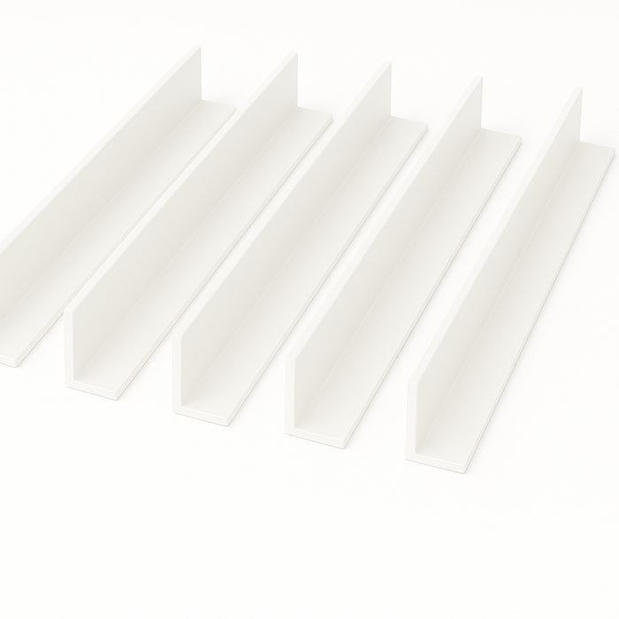 5 x White Unequal Angle 50mm x 25mm x 1 Metre