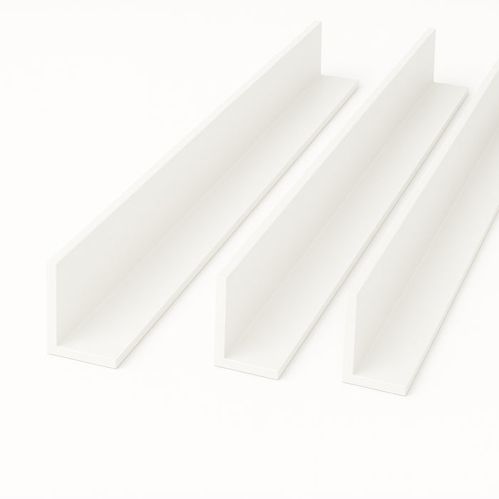 3 x White Unequal Angle 70mm x 30mm x 1 Metre