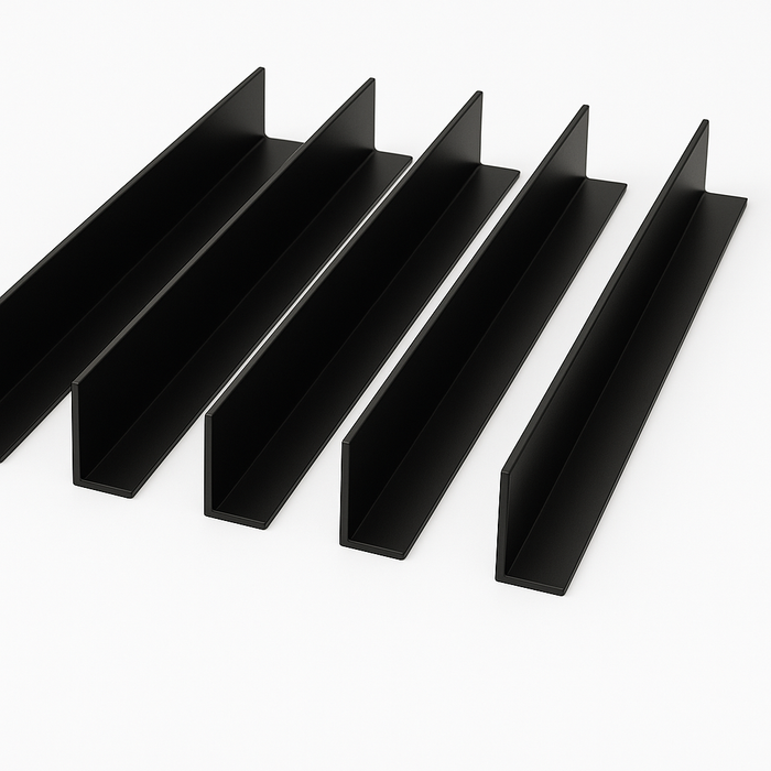 5 x Black Unequal Angle 50mm x 25mm x 1 Metre