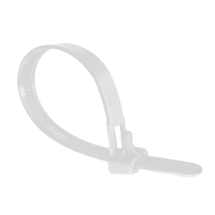 100 x Natural Releasable Cable Ties Size: 200 x 7.6mm