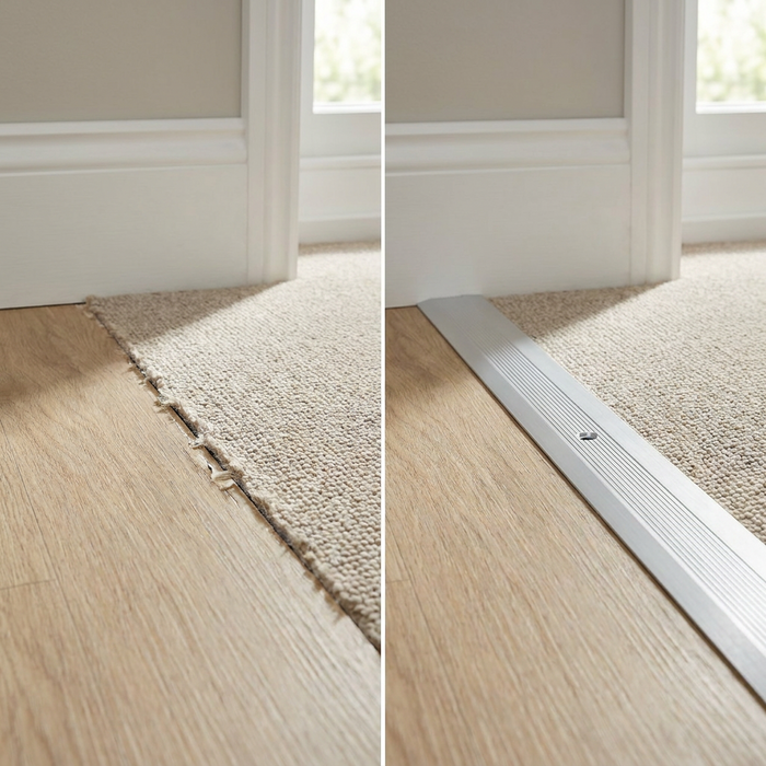 4 x Aluminium Vinyl Edge Floor Transition Strip, 28mm x 6mm x 89.5cm DIY Low Profile Floor Trim for Finishing and Edge Protection