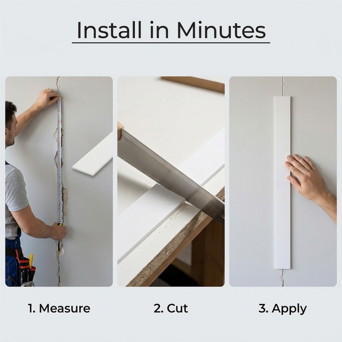 4 x 12mm White Adhesive Taped PVC Flat Bar x 1 Metre