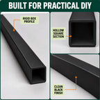 5 x 50mm Black PVC Box Section 1 Metre Length