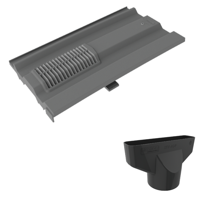 Mini Castellated Roof Tile Vent - Grey (With Pipe Adapter)