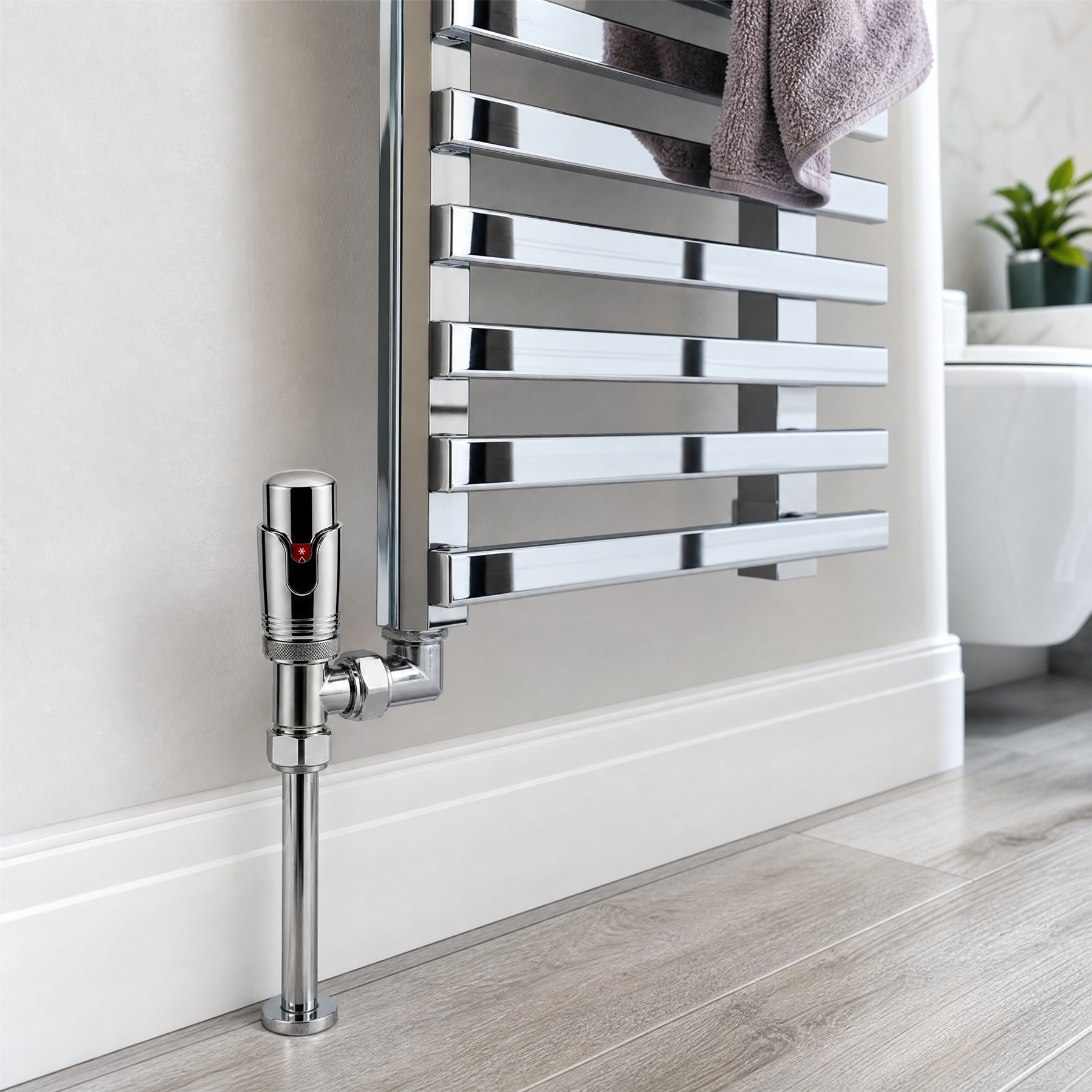 2 x Kartell Refined Angled Chrome TRV 15mm Thermostatic Radiator Valve