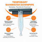 10 Metre Temporary Rainwater Downpipe 4 Inch 250 Gauge Kit for Gutter Outlets Storm Water Drainage