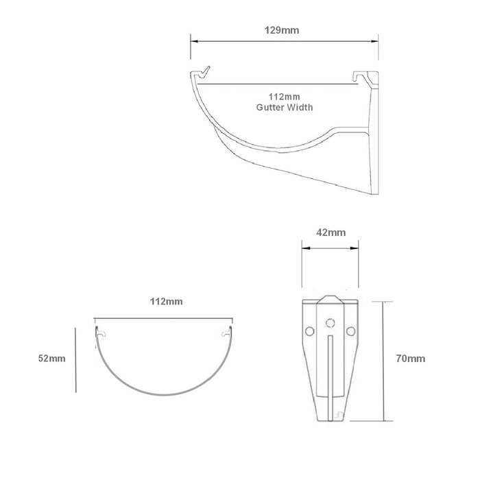 5 x White Half Round Fascia Gutter Brackets, Freeflow 112mm Rain Water Systems