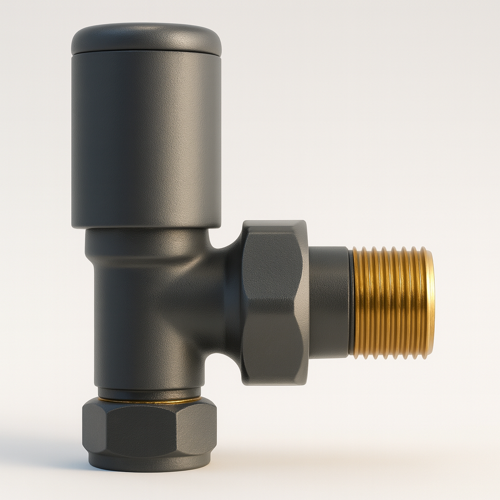 Kartell K-Rad Angled Modern Radiator Valve 15mm – Anthracite Grey – Single