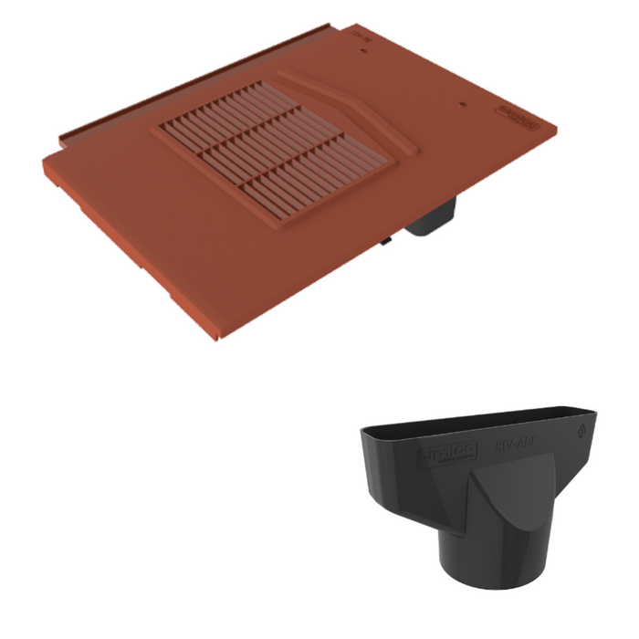 Thin Leading Edge Roof Tile Vent - Red (With Pipe Adapter)