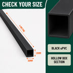 4 x 25mm Black PVC Box Section 1 Metre Length