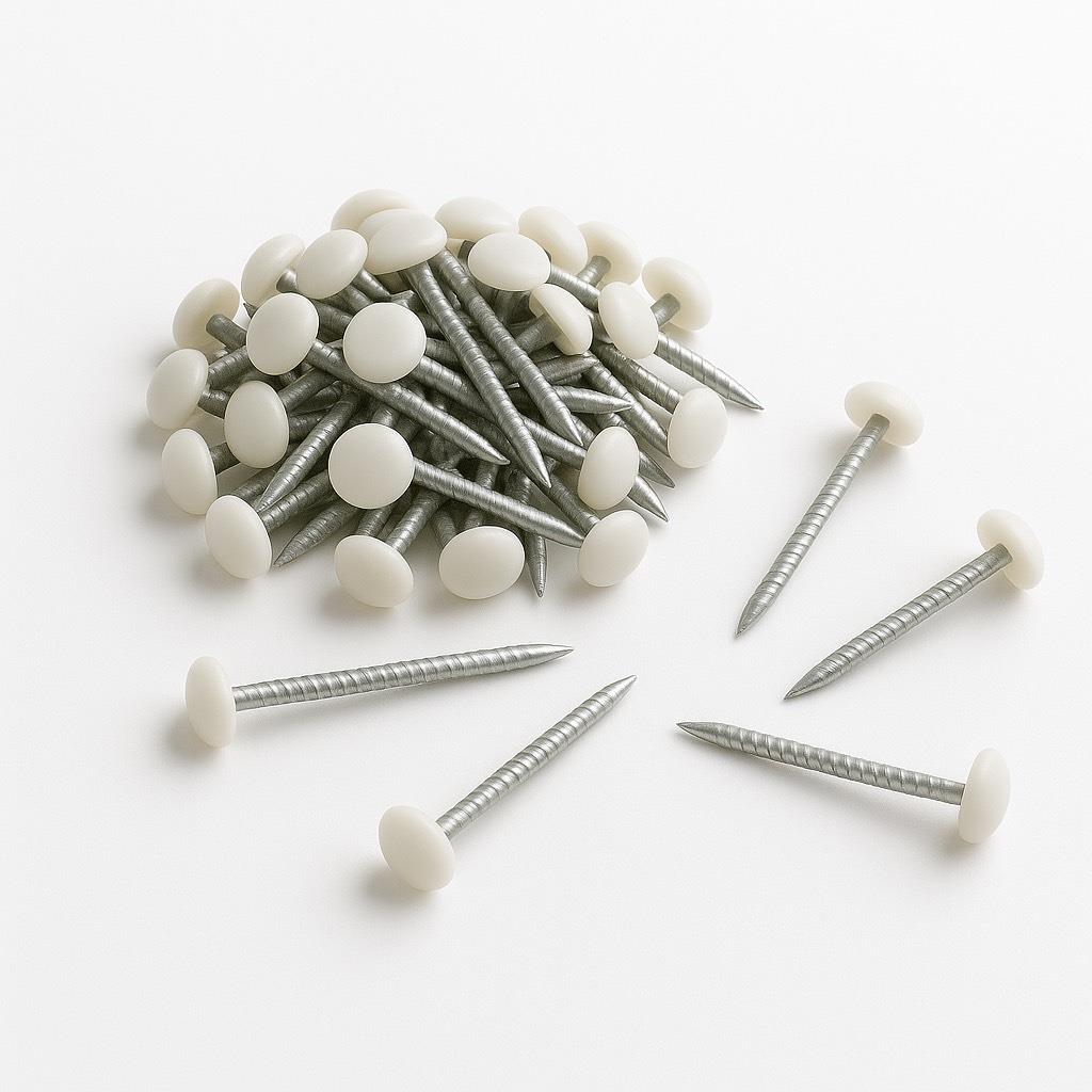 Poly Top Pins Nails 2000 Pack 30mm White UPVC