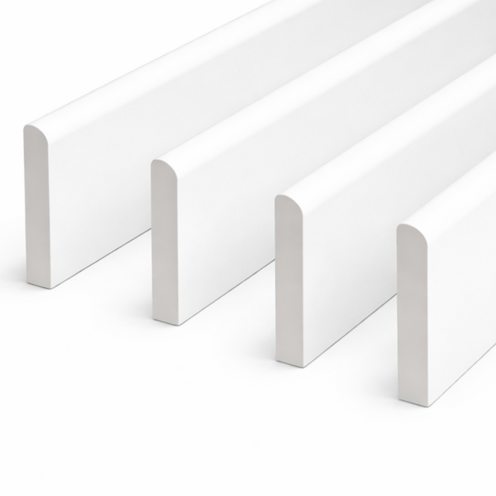 4 x White Plastic UPVC Trim 90mm x 1 Metre