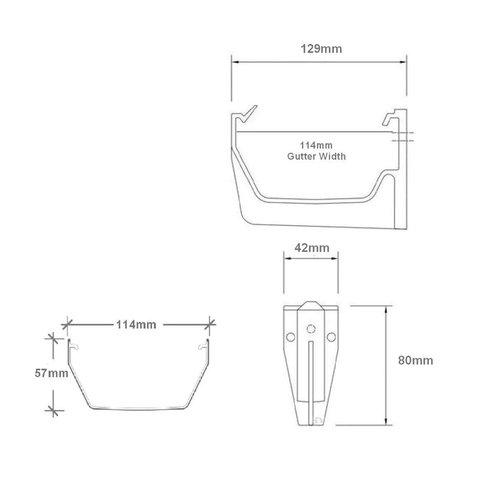 5 x Anthracite Grey Square Fascia Gutter Brackets, Freeflow 114mm Water Systems