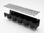 Manthorpe Silver Drain Channel and Grate, Heavy Duty Outdoor and Indoor Trench Drainage System for Driveways, Patios, and Garages