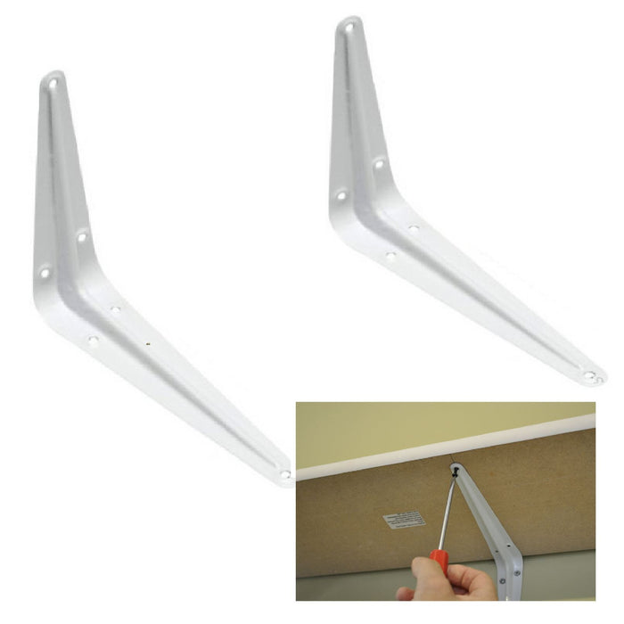 1 x White Metal Shelf Brackets  / 6 x 8 inch / 152mm x 203mm ^ (0451) ..