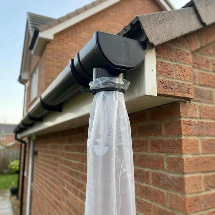 Black 15m Round Gutter Stop End Outlet Kit 112mm