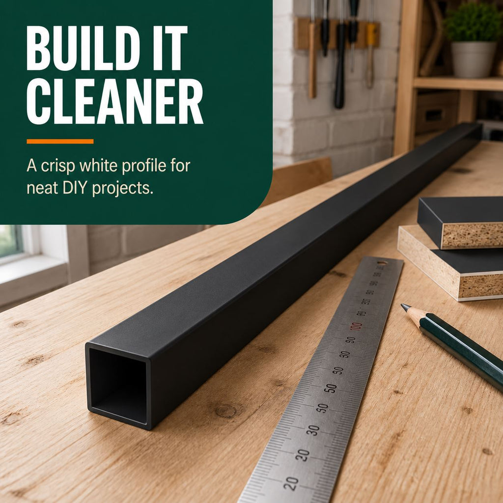 4 x 50mm Black PVC Box Section 1 Metre Length