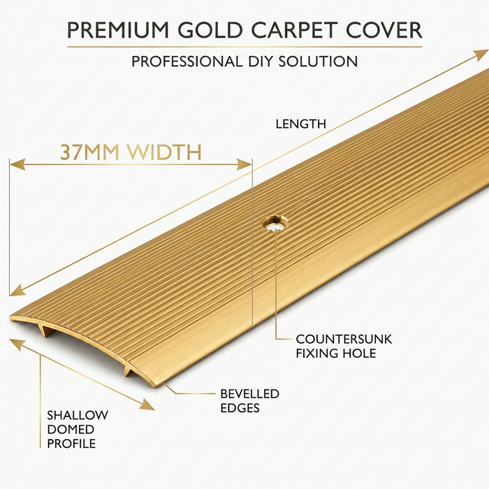 2 x Gold Carpet Cover Transition Strip 89.5cm x 37mm