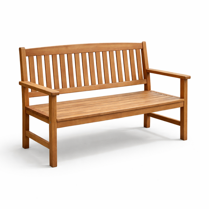 Hardwood 2 Seater Garden Bench 4ft – Wooden Outdoor Patio & Terrace Seating with Solid Timber Slats