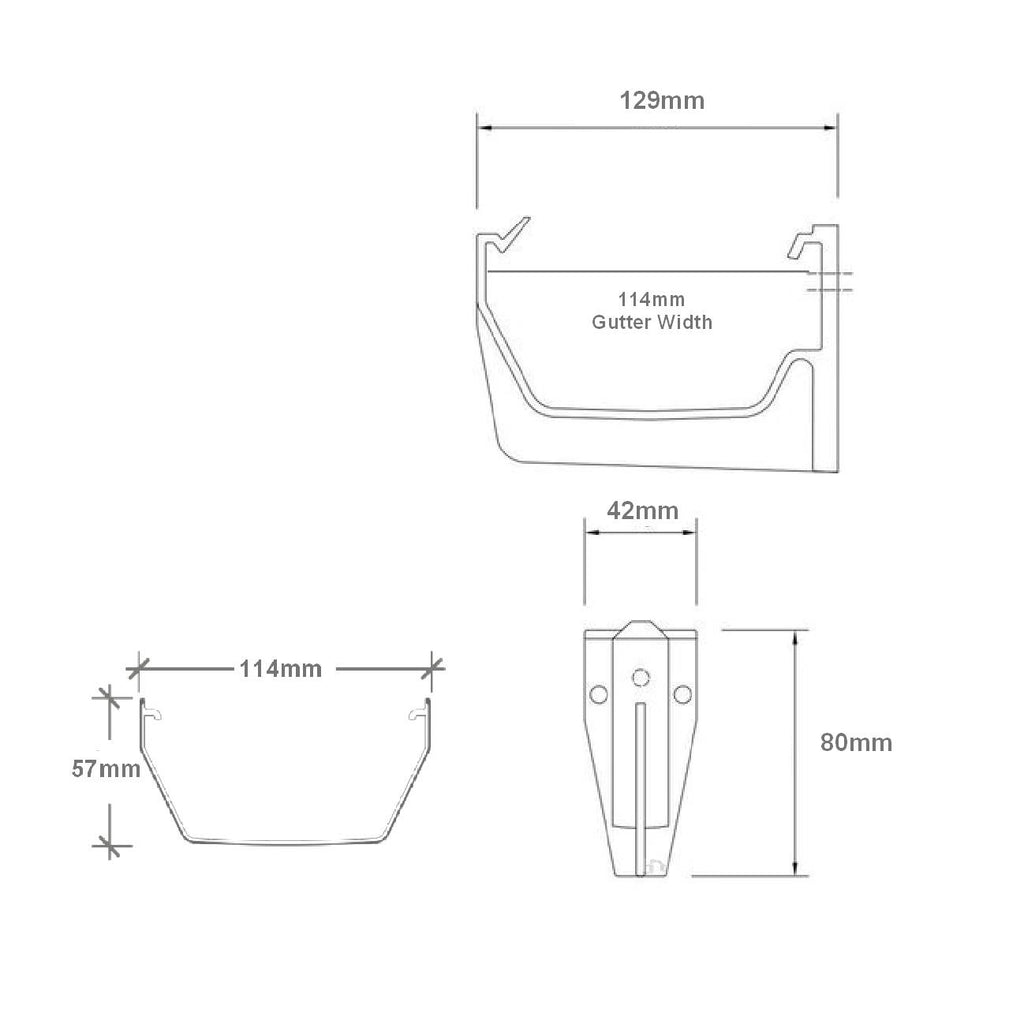 5 x White Square Fascia Gutter Brackets, Freeflow 114mm Rain Water Systems