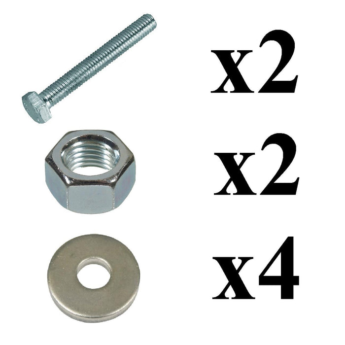 2 x Set Screw Bolts M5 x 16mm, Washers & Nuts, Bright Zinc Plated