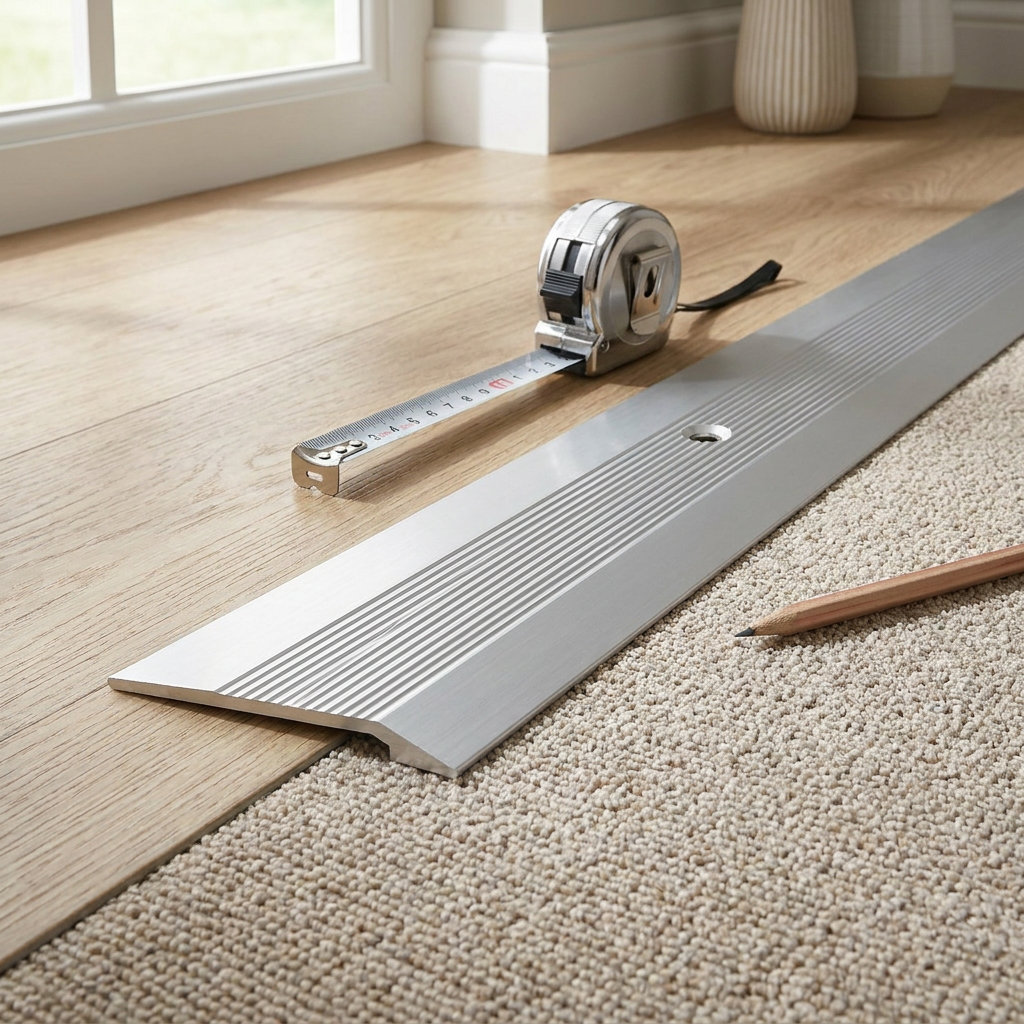 2 x Aluminium Vinyl Edge Floor Transition Strip, 28mm x 6mm x 89.5cm DIY Low Profile Floor Trim for Finishing and Edge Protection