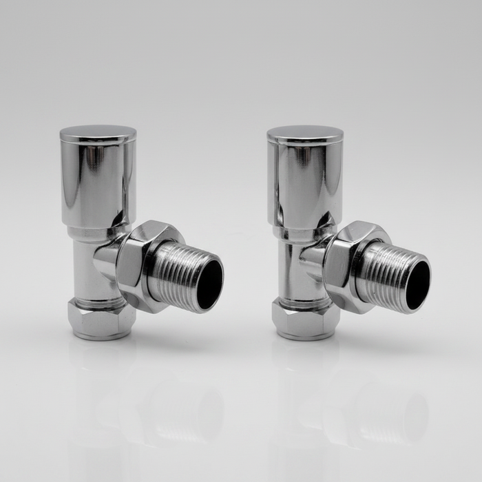 4 x Chrome Radiator Valves Angled Pack 15mm