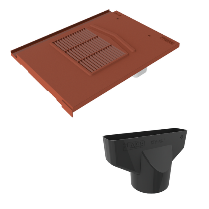 Non-Profile Roof Tile Vent - Red (With Pipe Adapter)