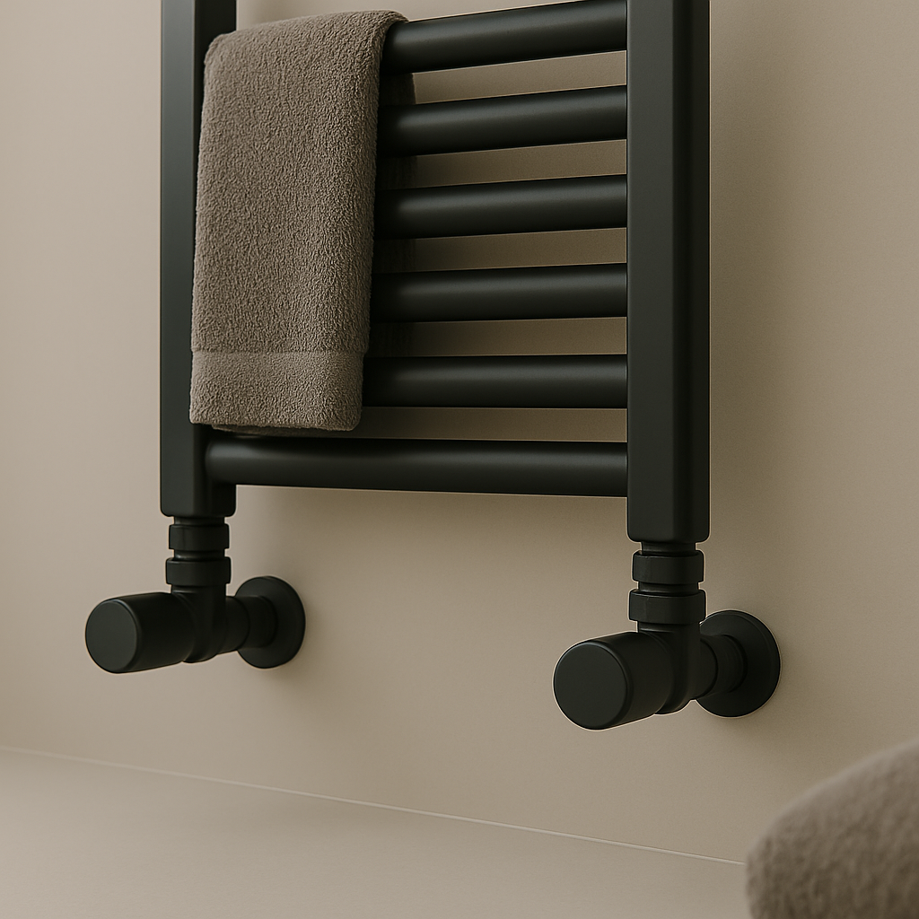 Kartell K-Rad Angled Modern Radiator Valve 15mm – Matte Black – Single
