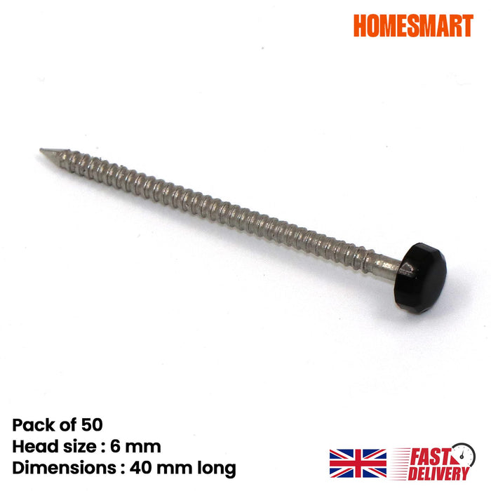 50 x 40mm Black UPVC Poly Top Pins [B&N] (0073)