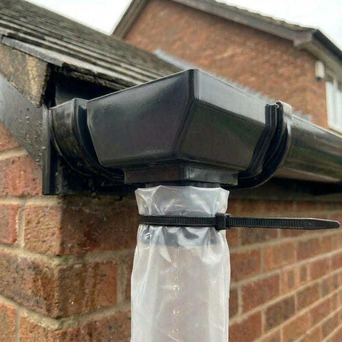Black 20m Squared Gutter Stop End Outlet Kit 114mm