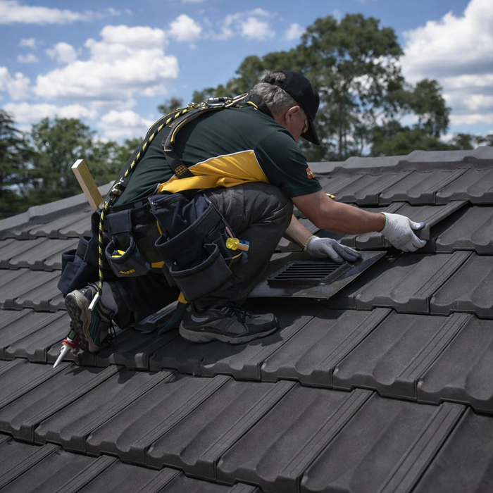 Timloc Grey Interlocking Plain Roof Tile Vent with Adapter