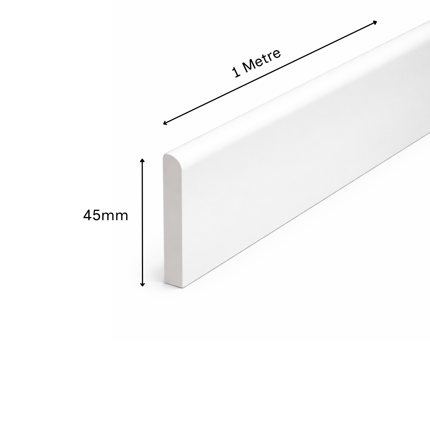 4 Pack White uPVC D-Mould Trim 45mm x 1m