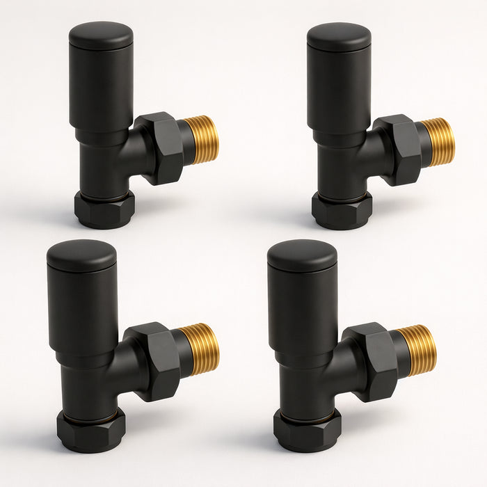 Kartell K-Rad Straight Modern Radiator Valve 15mm – Matte Black – 4 Pack
