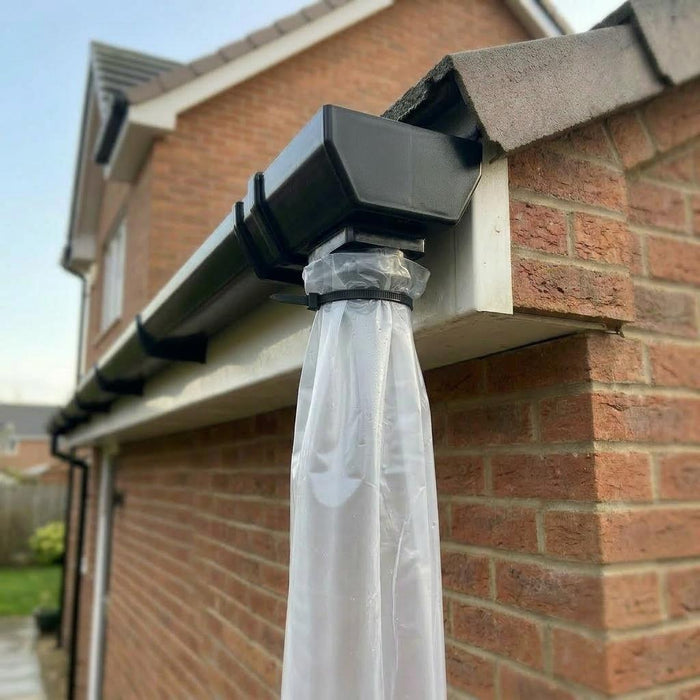 Black 10m Squared Gutter Stop End Outlet Kit 114mm