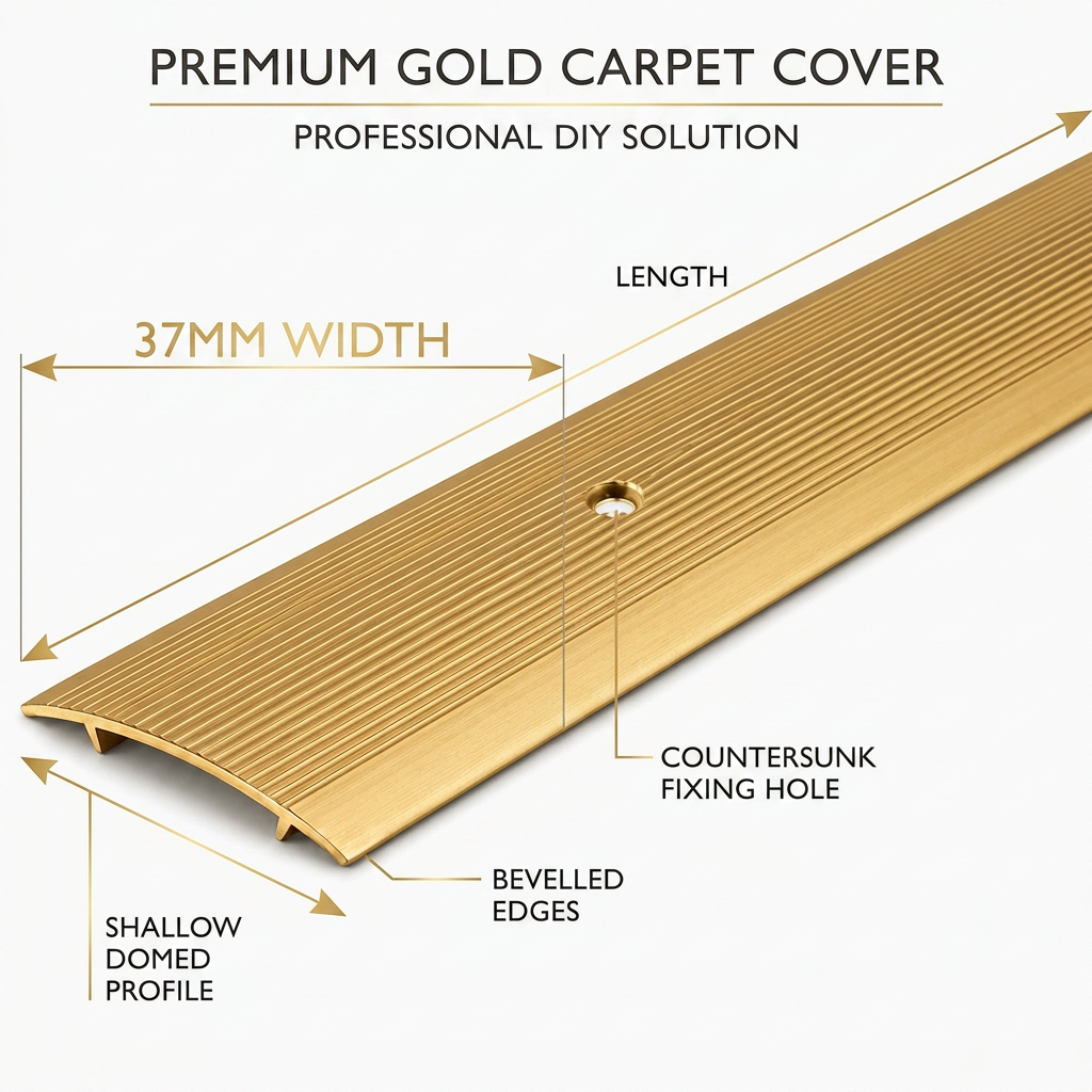 3 x Gold Carpet Cover Transition Strip 89.5cm x 37mm