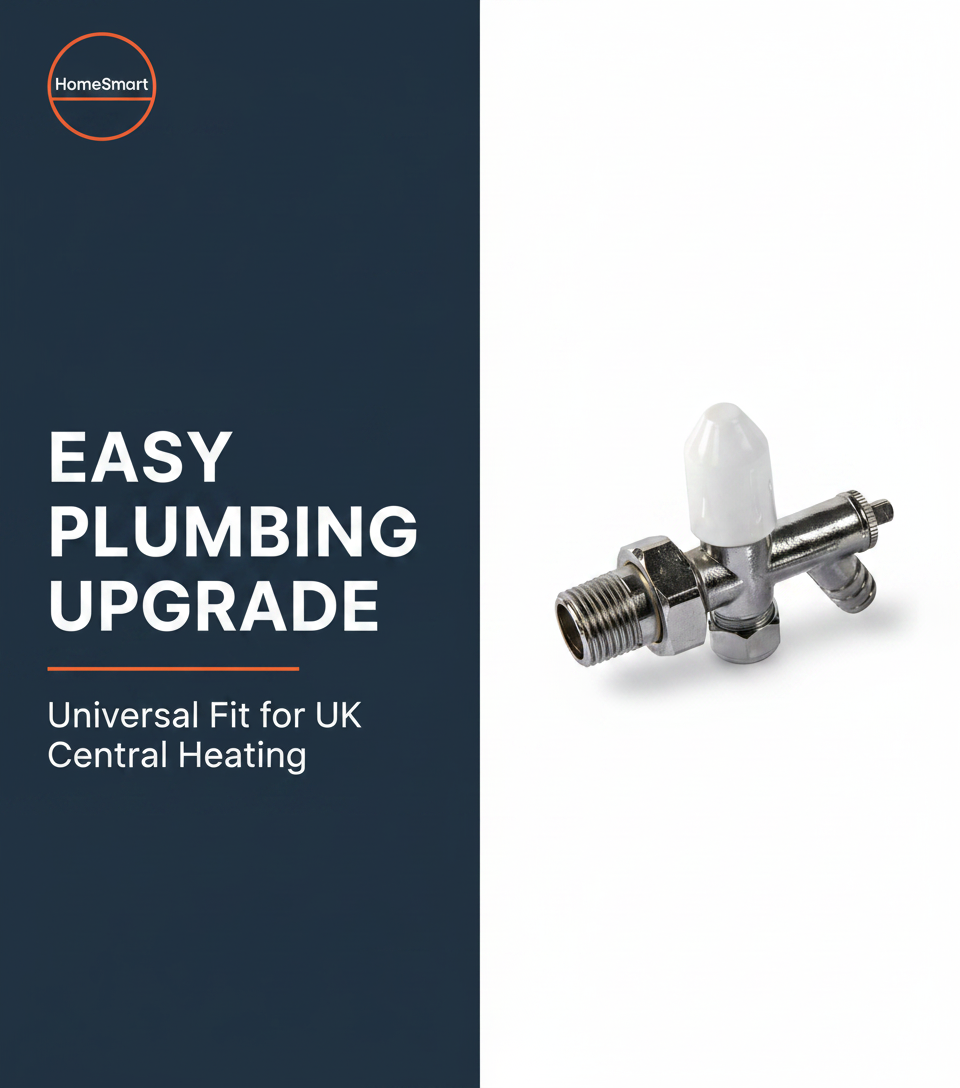4 x 10mm Drain Off Valve Chrome - 1/2" BSP Radiator Drain Cock with White Handle & Hose Tail