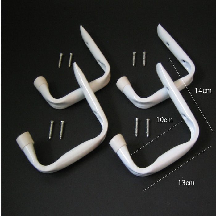 4 x White Jumbo Garage Ladder Hooks   (0211) ^^