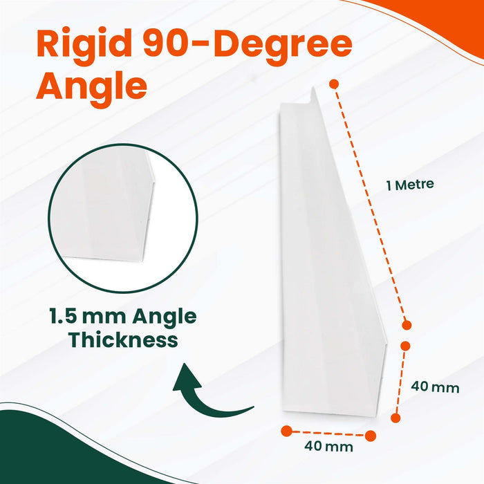 White Rigid Angle 40mm x 40mm x 1 Metre