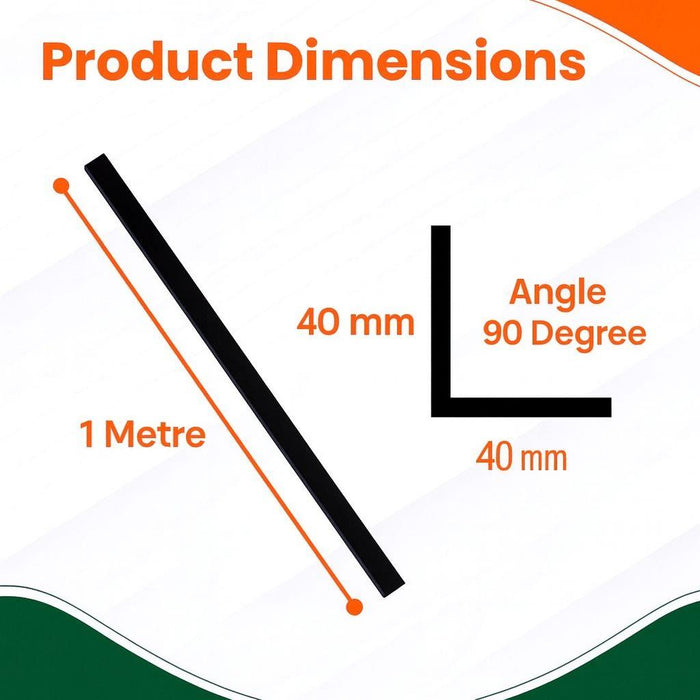 2X Black Rigid Angle - 40mm x 40mm x 1m PVC Corner Trim