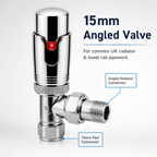 4 x Kartell Refined Angled Chrome TRV 15mm Thermostatic Radiator Valve