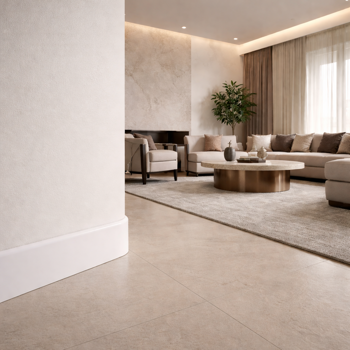 5 Pack White 65mm D Mould / Skirting x 1 Metre