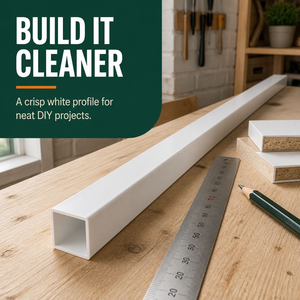 50mm White PVC Box Section 1 Metre Length