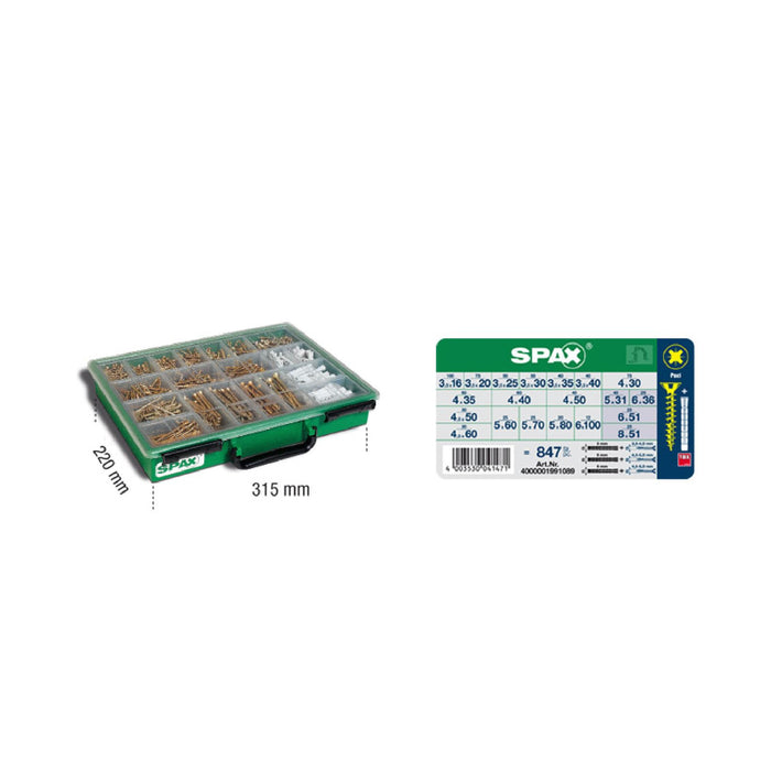 SPAX Xpert Wood 847 Assorted Screws & Raw Plug Case  (0731)  @