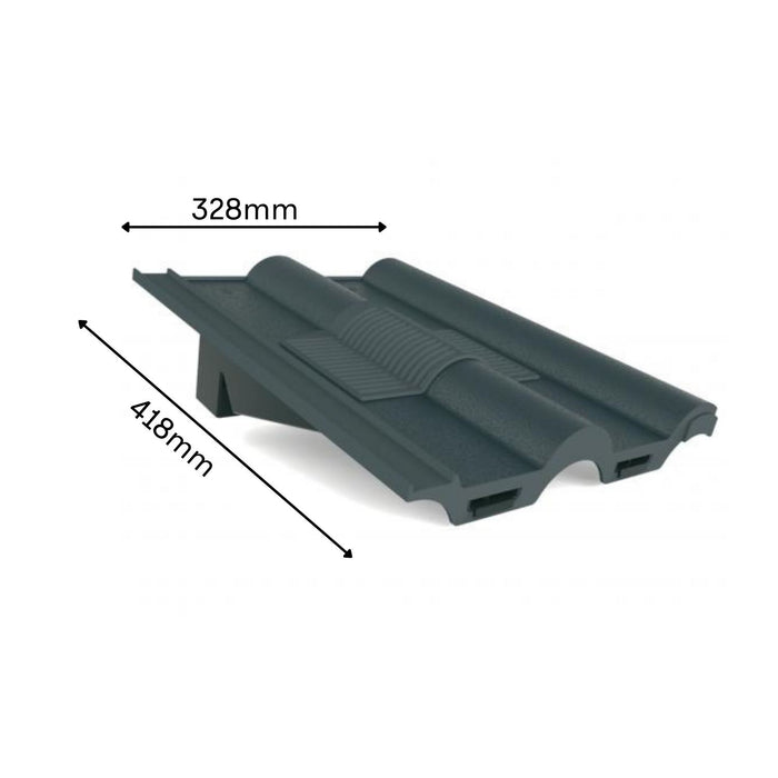 Manthorpe Slate Grey Double Roman Tile Vent with Adaptor Kit for Concrete Tile Roofs