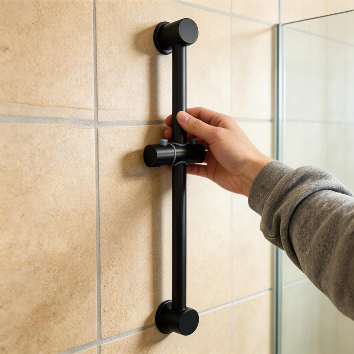 Kartell Nero Matte Black Shower Rail Single Unit