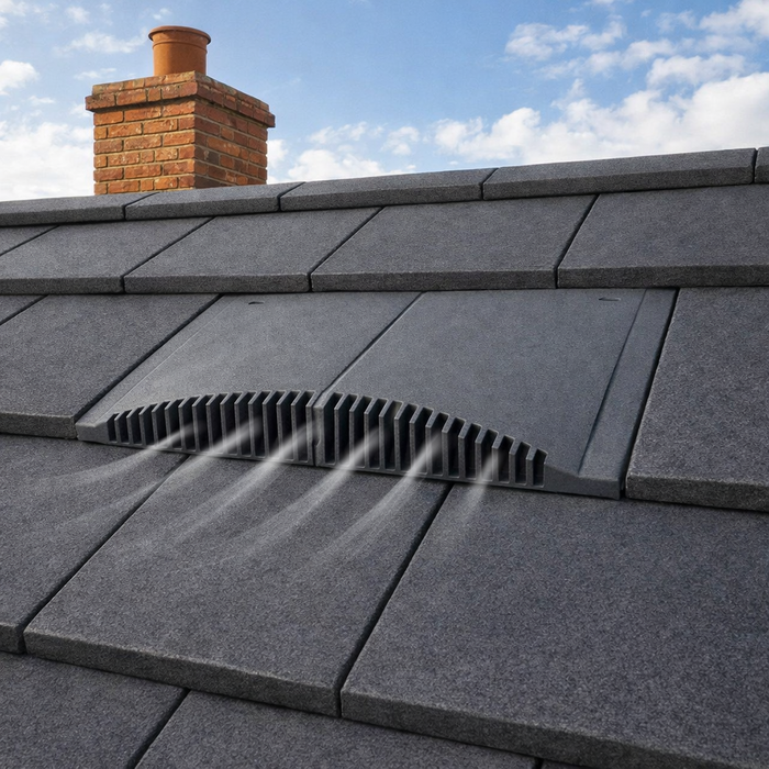 Timloc Grey Interlocking Plain Roof Tile Vent with Adapter
