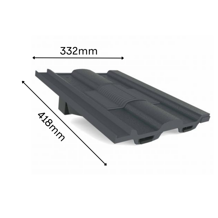 Manthorpe Grey Castellated Roof Tile Vent & Adapter / Marley Ludlow Redland Sandtoft