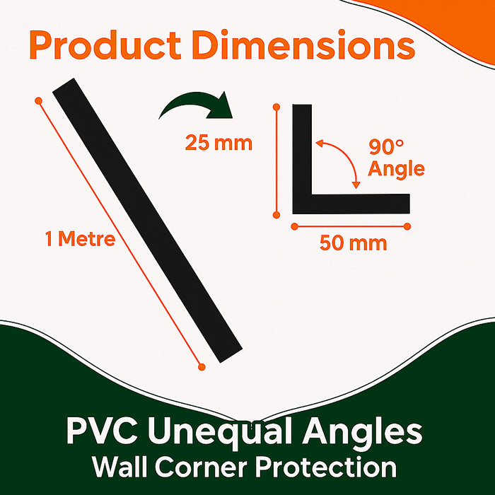 2 x Black Unequal Angle 50mm x 25mm x 1  Metre
